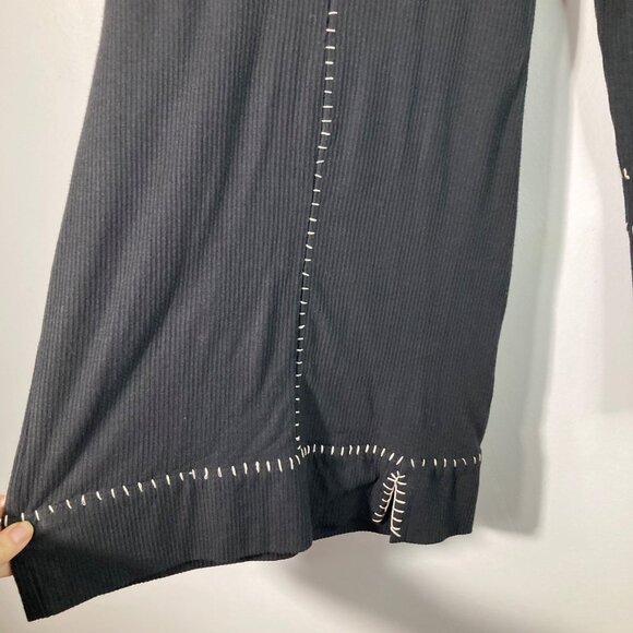 Free People Miranda Mini Dress Body Con M Black Stitch Detail  NWT - Picture 7 of 11